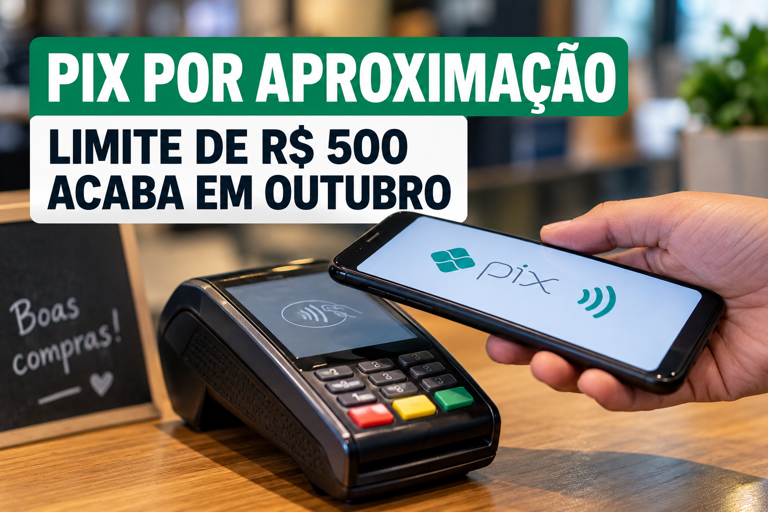 Imagem ilustrativa sobre a mudança do limite de R$ 500 no Pix por aproximação em outubro de 2026