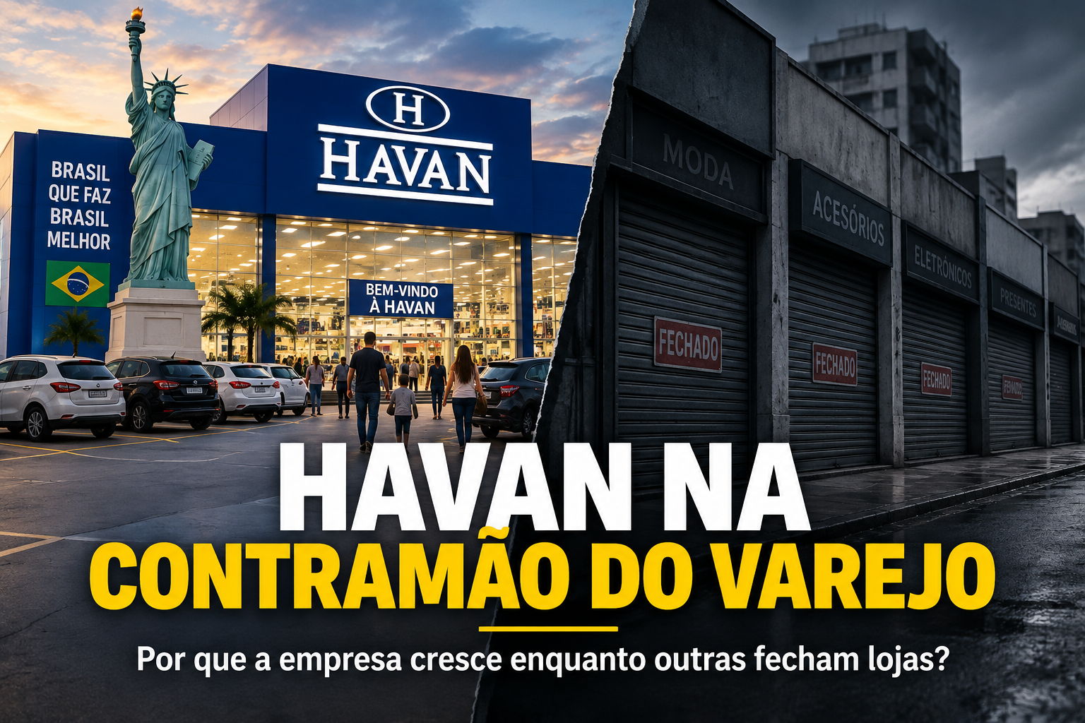 Megaloja da Havan em artigo sobre expansão da rede e fechamento de lojas no varejo brasileiro