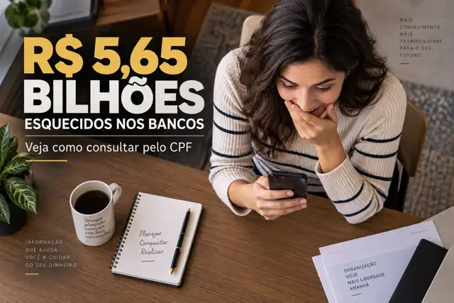 Pessoa consultando dinheiro esquecido nos bancos pelo celular